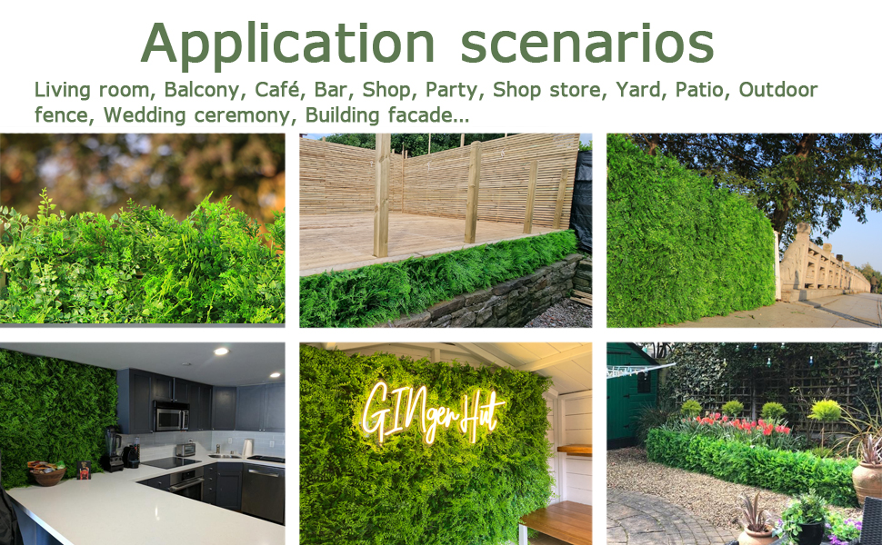 ULAND Artificial Plant Wall Panels, 6pcs Fern Greenery, Ivy Privacy