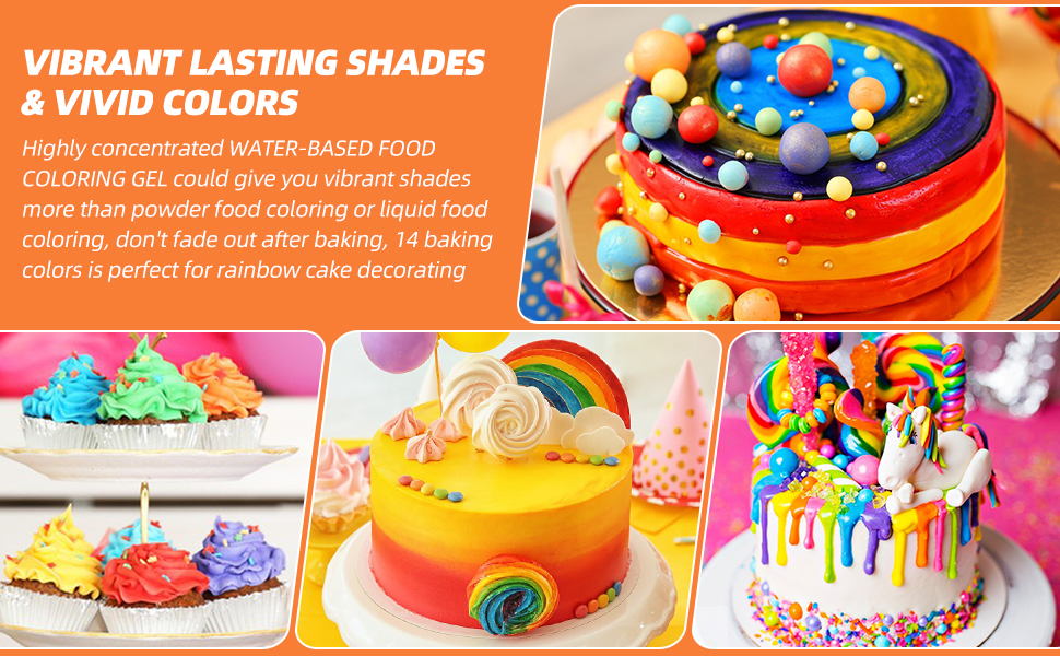 Gel Food Colouring 14 Colour Concentrated Food Colouring Set, VIVILOR