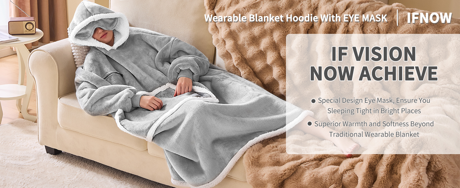 wearable blanket hoodie adult women men sweatshirt blanket with sleeves hooded comfy oversized cozy