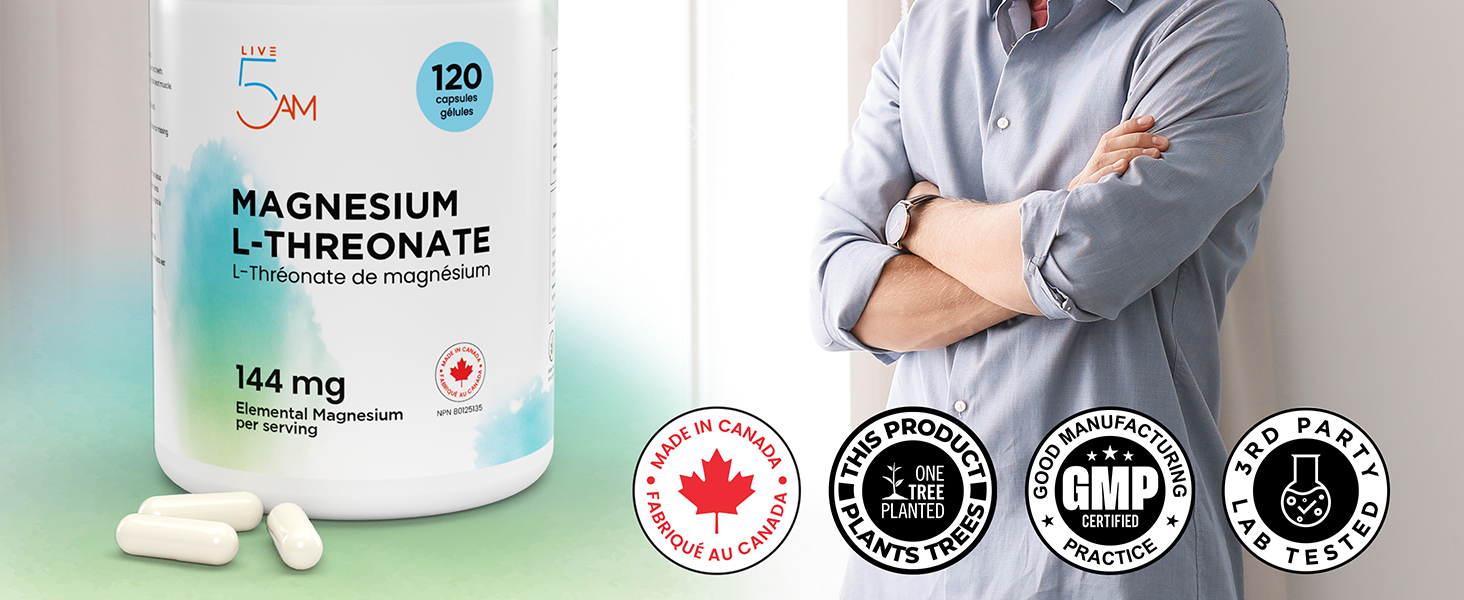 Live 5AM Magnesium LThreonate 120 vcaps 2,000 mg Magnesium LThreonate (per 3 Capsules) 144