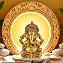 Golden Ganesh Polyresin Statue for Car, Office & Housewarming Gift