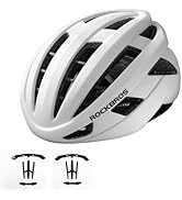 Multiple views of a white cycling helmet rotating to show different angles. Helmet features aerodynamic design with ventilation holes and modern streamlined profile.
