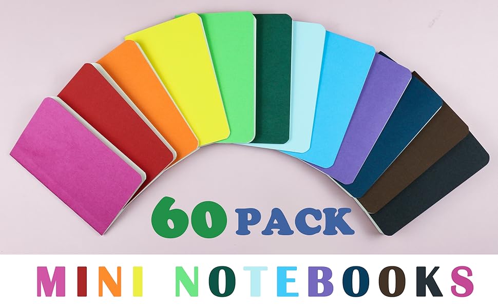 Amazon.com : Rinrda 60 Pack Mini Notebooks 3.5x5.5 In,Mini Journals ...