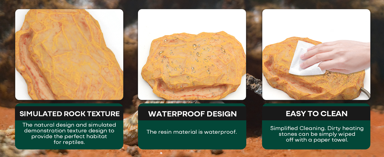 Reptile Heat Rock with Feeding Trough Bearded Dragon Heat Rock Temperature Adjustment Heating Rock