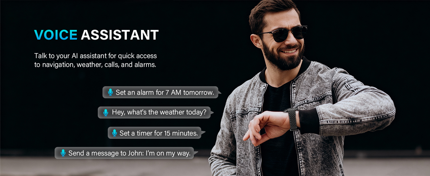 AI voice assistant smart watch gives you hands-free access to calls, weather, and daily tools.