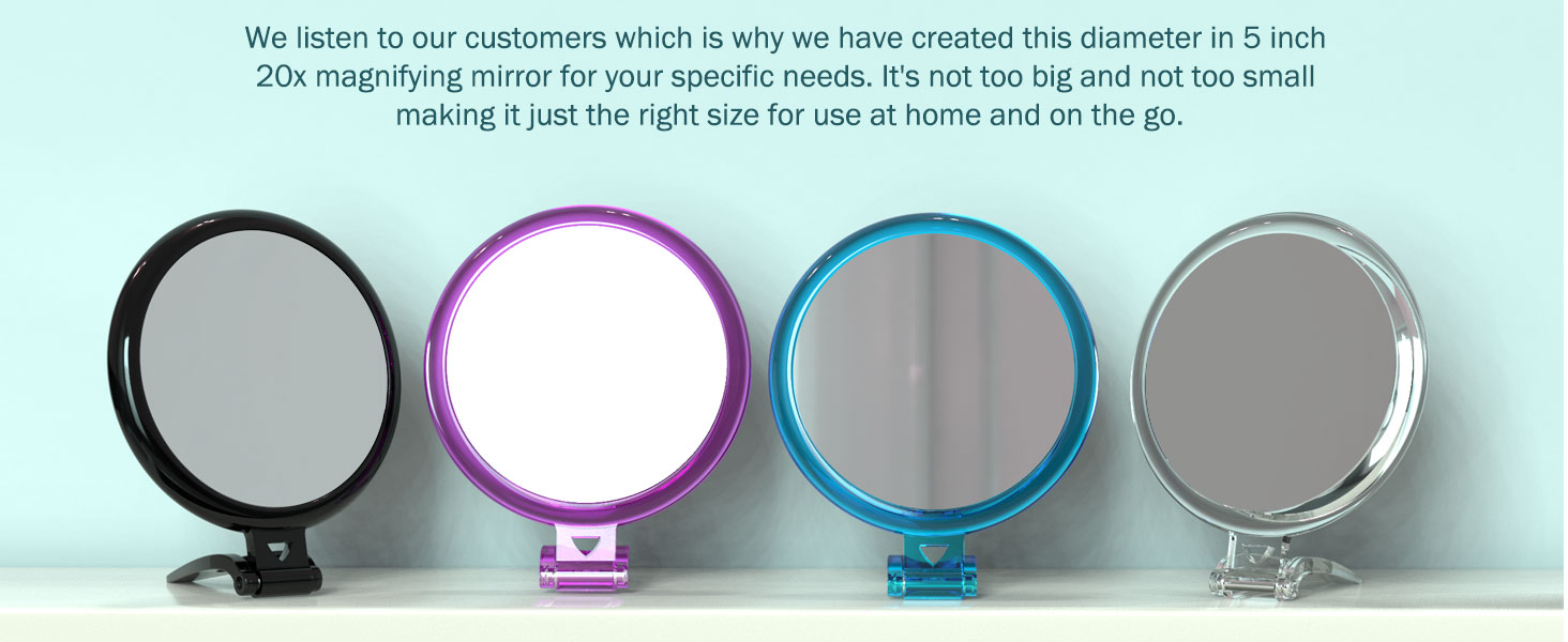 20X Magnifying Mirror, 5 Inch, Two Sided Hand Mirror, 20X/1X
