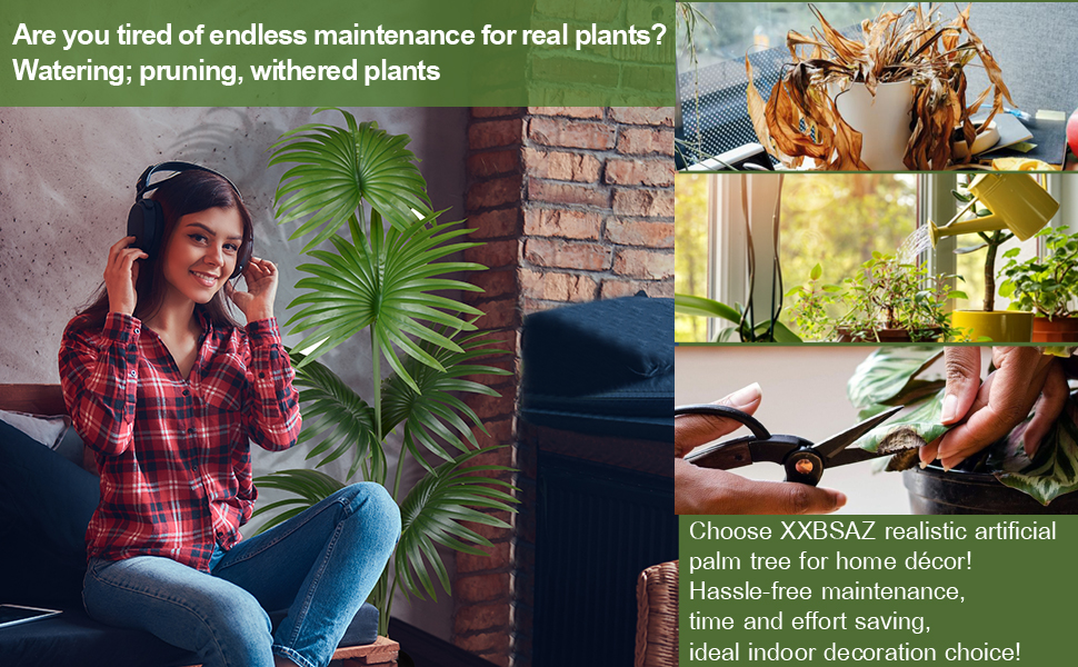 XXBSAZ 48” Fake Palm Tree for Indoor Décor, Artificial Bird