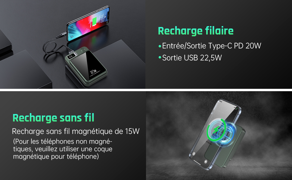 Banque d'alimentation magnétique sans fil