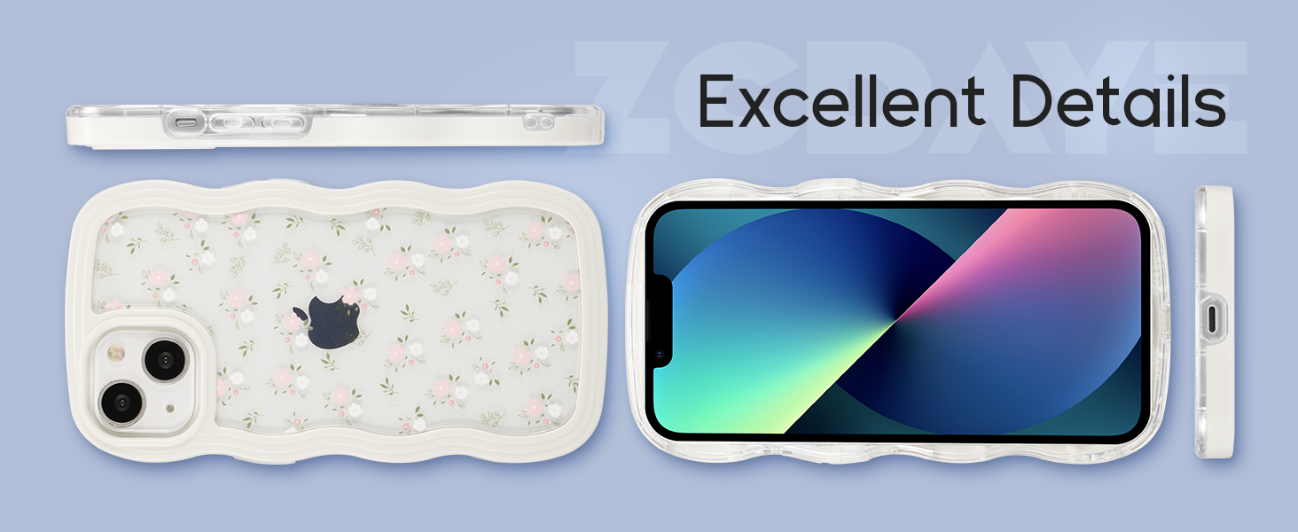 ZCDAYE Floral Case Compatible with iPhone 13, Aesthetic Flower Pattern & Cute Curly Wavy Shape Phone Case for Women Girls,Soft TPU Shockproof Cover for iPhone 13 (6.1 inch), Pink 11 iPhone 13 iPhone 14 iPhone 15 Phone Case cover