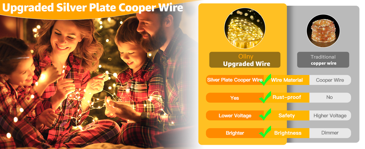 Ollny Christmas Tree Fairy Lights 10m 100 LEDs Battery Operated Xmas