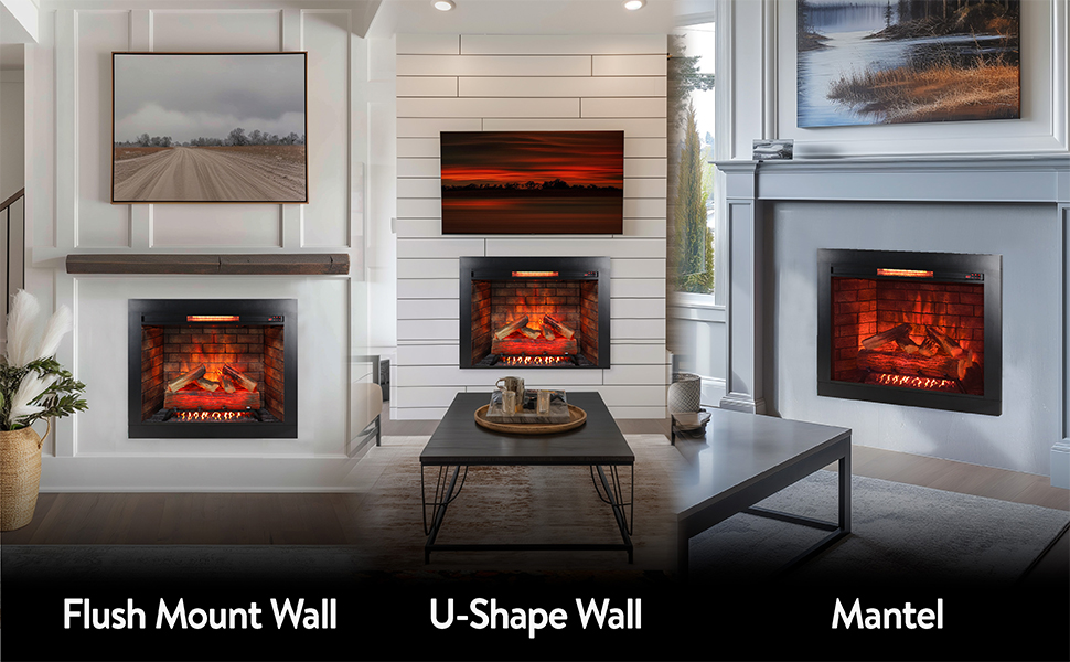 Innoflame 33" Electric Fireplace Insert with Included Flush