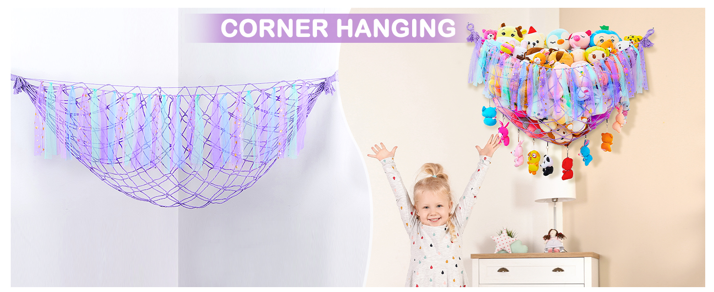 Unicorn Castle Stuffed Animals Hammock Net Toy Storage