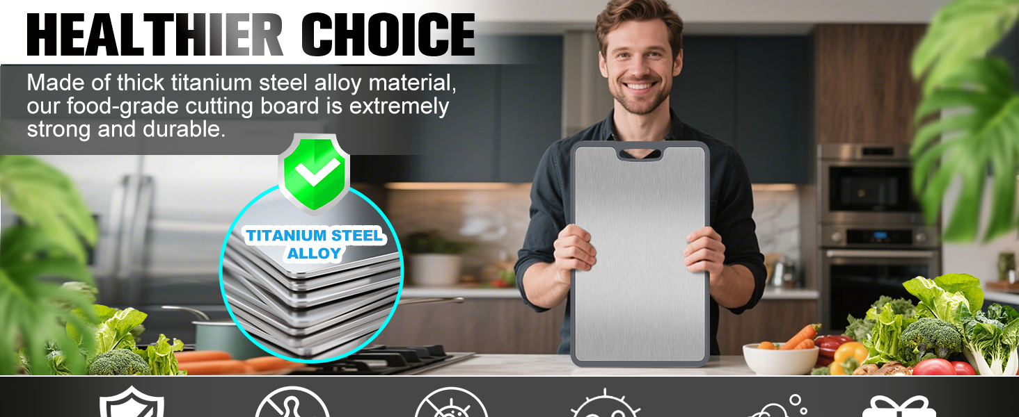 cutting board; cutting boards for kitchen; stainless steel cutting board; non toxic cutting board;