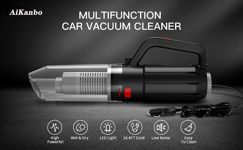 Car Vacuum Set 6 in 1, Portable Vacuum Cleaner with Inflation and
