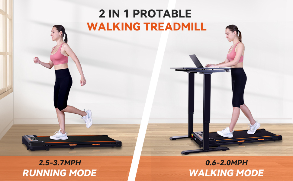 AIRHOT Walking Pad, 2 in 1 Under Desk Treadmill of Compact Space, 2.5HP