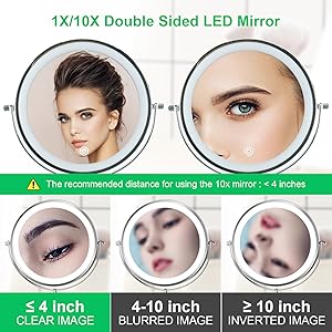  Lighted Makeup Mirror with Magnification Vanity Mirror Brightness Adjustable