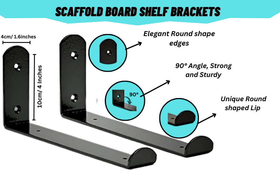 Regalatic Black Shelf Brackets, 4 Pcs Heavy Duty Iron Shelf Bracket 9