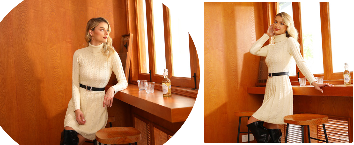 Gyabnw Winter Jumper Dresses Women UK Knitted Dress Ladies Sweater