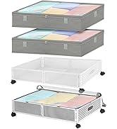 punemi Under Bed Rolling Storage & Removable Bags, Set Of 2 Underbed Storage Drawers With Wheels,...