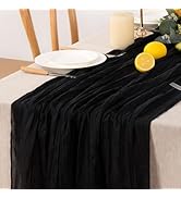 MLMW 6pcs Black Halloween Cheesecloth Table Runner Sheer Table Runners 22×120 inch 10FT Boho Gauz...