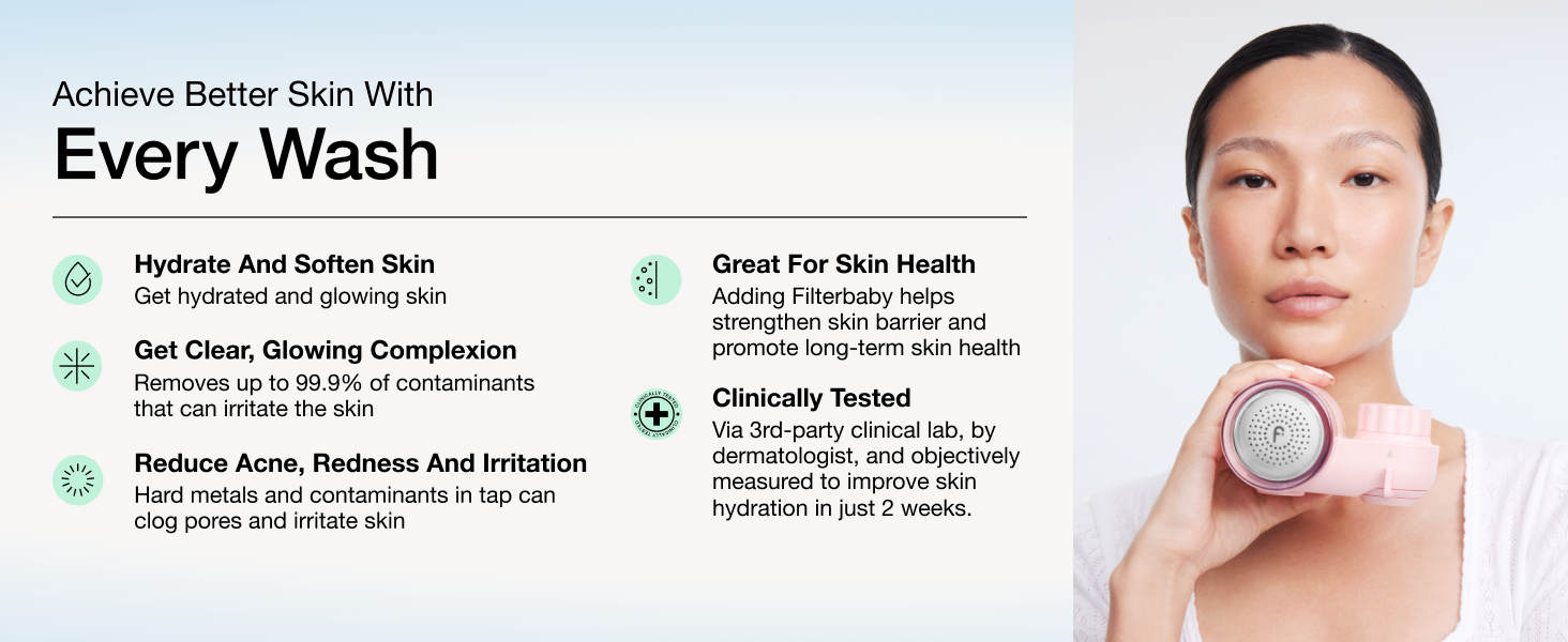 Reduce skin irritants Filterbaby is clinically tested for improved skin in 2 weeks