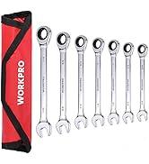 WORKPRO 7-Piece Ratcheting Combination Wrench Set, 72 Teeth, Combo Ratchet Wrenches Set with Roll...