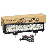 Willpower Barra LED 38cm 17 Pollici 300W Fari LED 12V 24V Combo Fascio Spot e Inondazione 