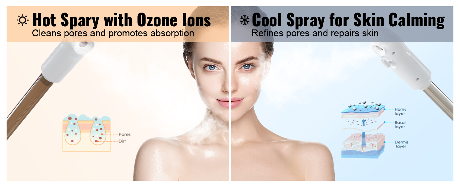 VEVOR Professional Facial Steamer, 3 in 1 Hot/Cold Ozone