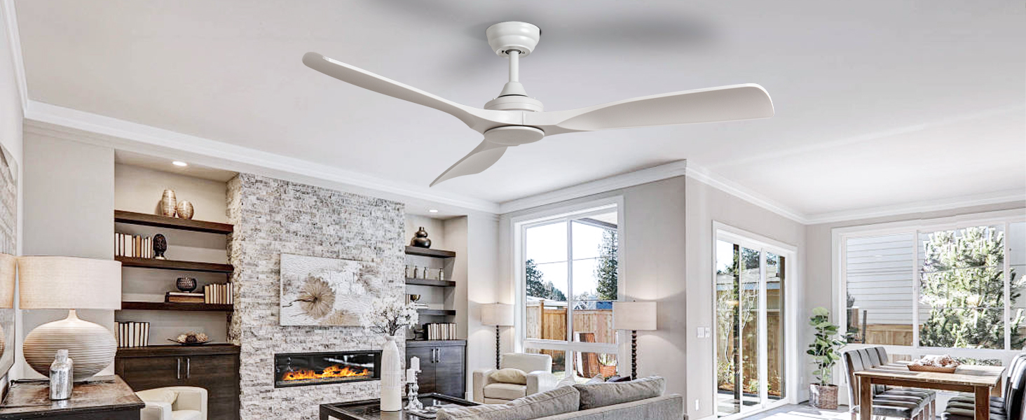 BvenuBigLite Ceiling Fan No Light Modern 52 Inch Outdoor