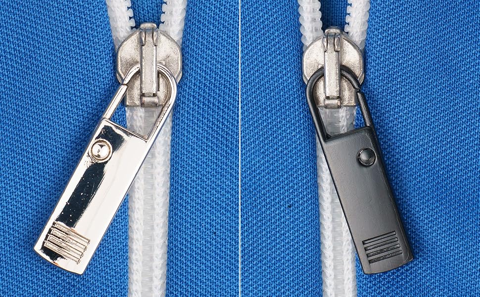 Reißverschluss Anhänger zur Reparatur, 32 Pack, 10 x Metall RV Zipper, 24 x Nylon RV Laschen