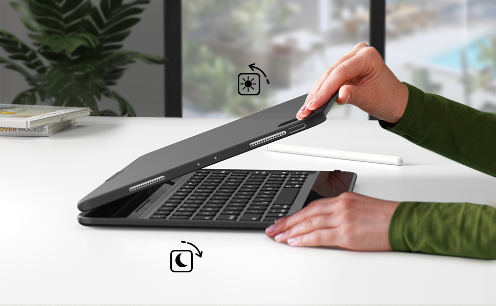 Earto K960 iPad Air 5th Generation Case with Keyboard, 360 Rotate, 17