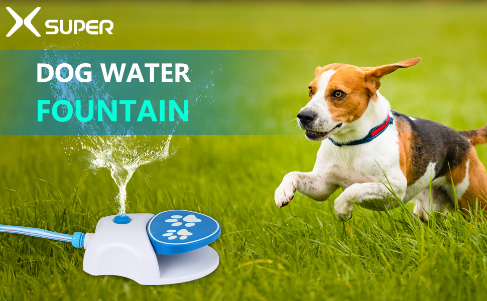 XSUPER Dog Water Fountain Dog Sprinkler, Automatic Pet