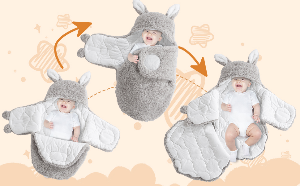 MABOZOO Sherpa Fleece Baby Swaddle Blanket,Fleece Velcro