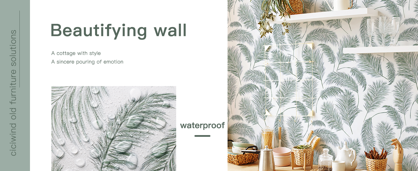 CiCiwind Peel and Stick Wallpaper Green Leaf Wallpaper 39×300cm Self