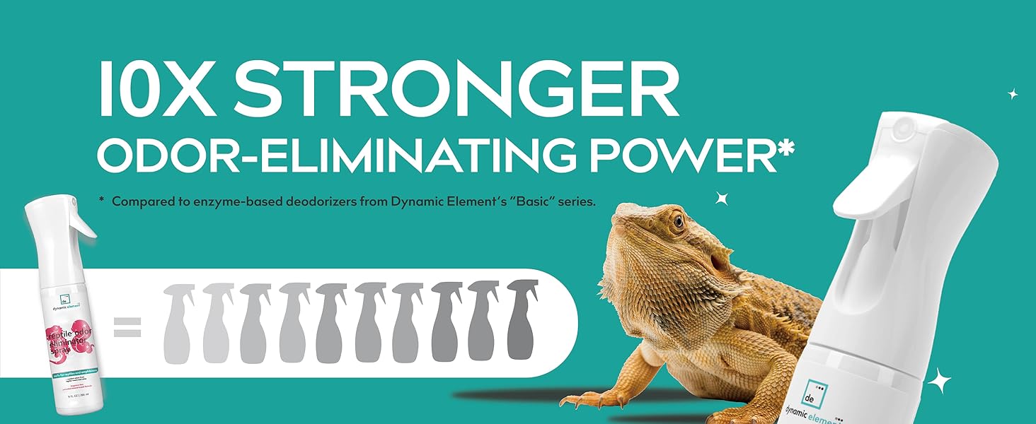10x stronger odor eliminating power, reptile odor eliminator spray, dynamic element