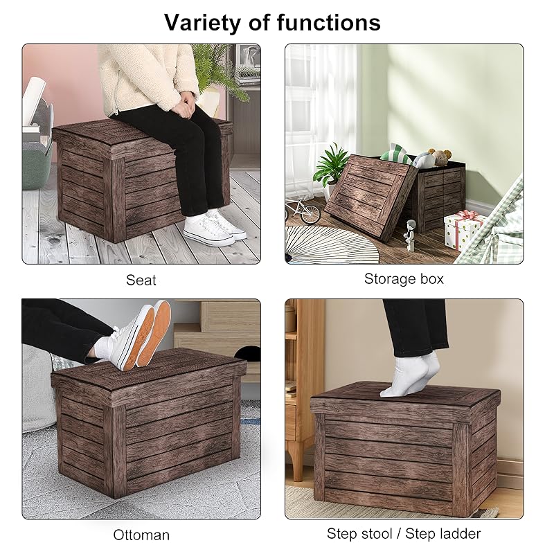 WOLTU Pouf Contenitore Sedia Pieghevole Poggiapiedi Cassapanca Con Coperchio 14 1