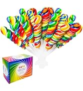 Rainbow Twisty & Swirl Lollipops 32 Pack, Unicorn Candy Twist Lollipops Individually Wrapped Suck...