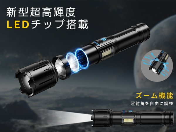 Amazon.co.jp: 高輝度懐中電灯 led 強力 フラッシュライト usb-C
