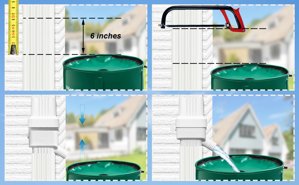 Rainwater Collection System（2 Sets） Rain Barrel Diverter