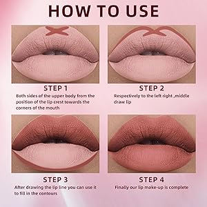 3 Pcs Matte Liquid Lipstick and Lip Liner Set, Long-Lasting Waterproof Nude Shades