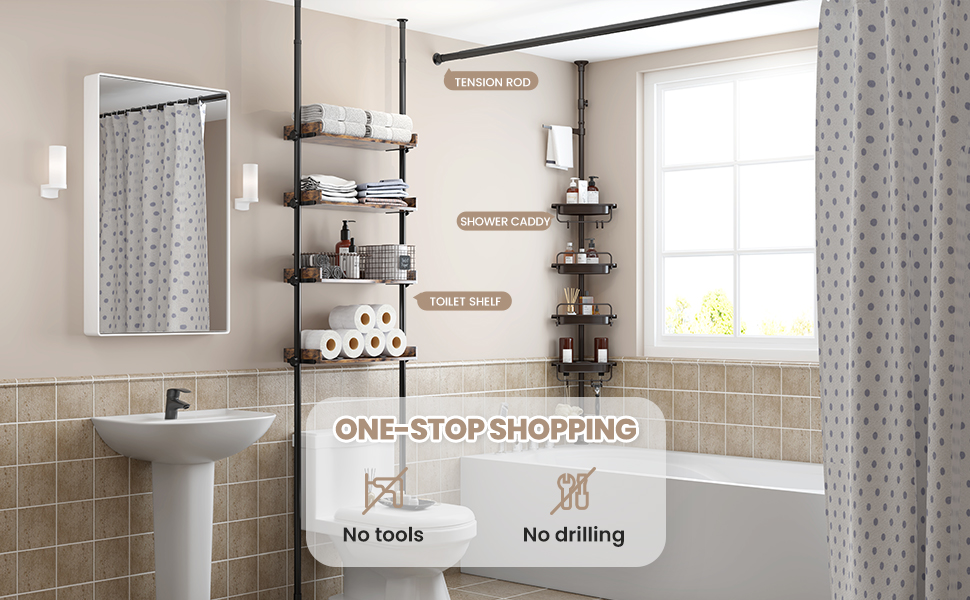 ALLZONE Bathroom Organizer, Over The Toilet Storage, 4Tier