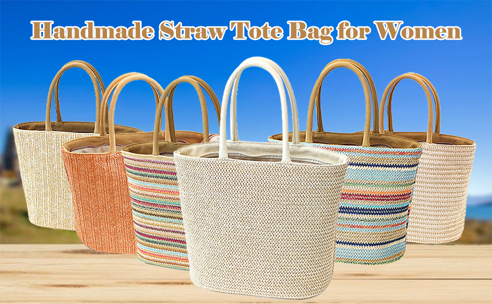 handmade straw tote bag for women