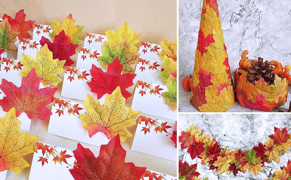 Supla 375 Pcs 2 Sizes 9 Colors Silk Artificial Autumn Maple Leaves Fake Fall Leaves