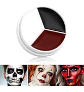 Black White Red Clown Face Paint Makeup, DE'LANCI Halloween Makeup Kit Professional White Black B...
