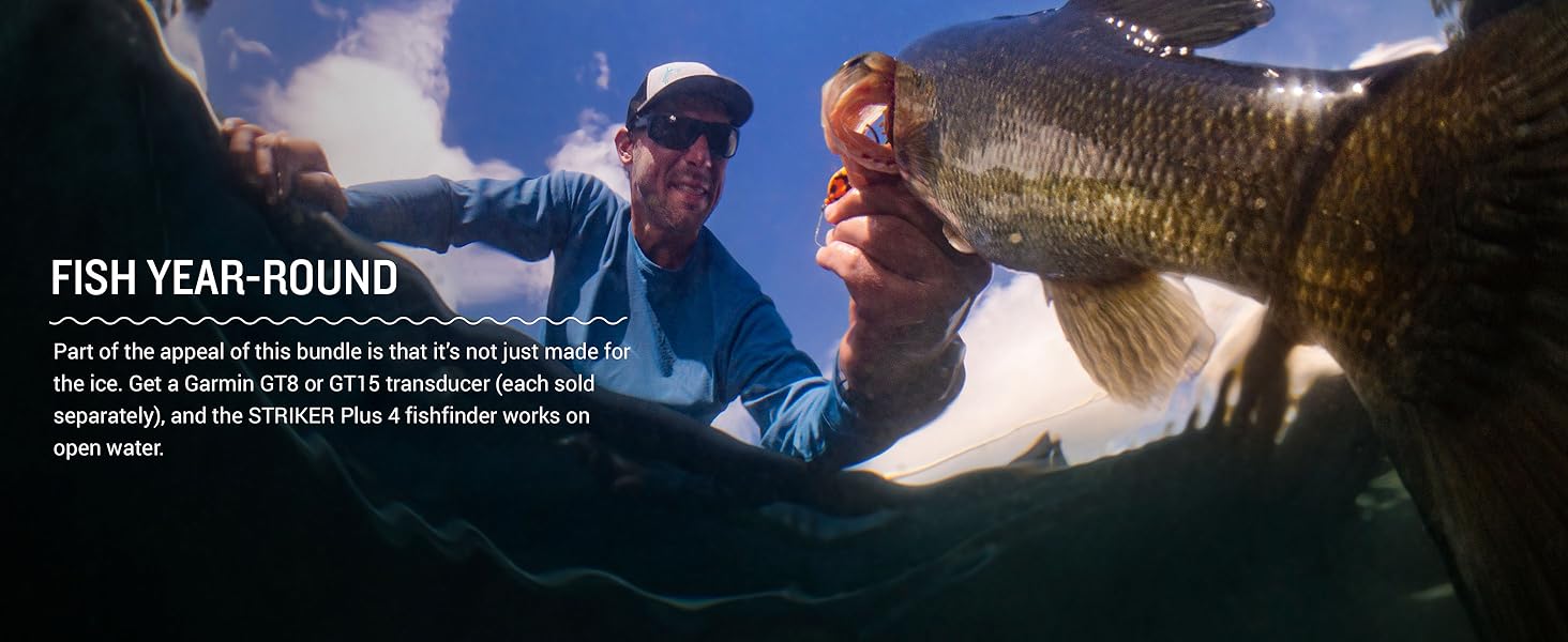 Garmin Striker Plus 4 Ice Fishing Bundle, Includes Portable Striker Plus 4 Fishfinder and Dual