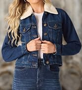 JMOJO Sherpa Lined Denim Jacket for Women - Removable Collar Trucker Style womens jean jacket - R...