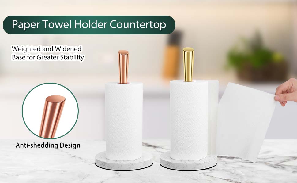 Paper Towel Holder Countertop, Gold Marble Stainless Steel
