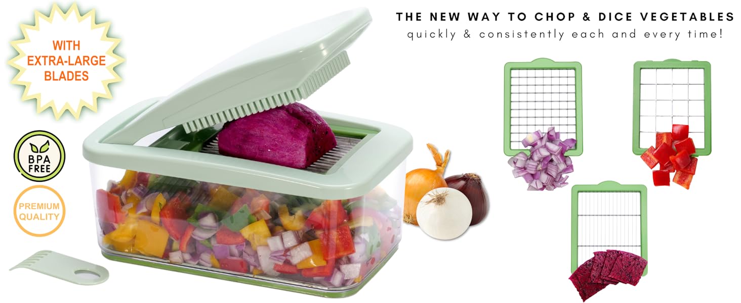 Brieftons QuickPush Food Chopper Vegetable Chopper Dicer