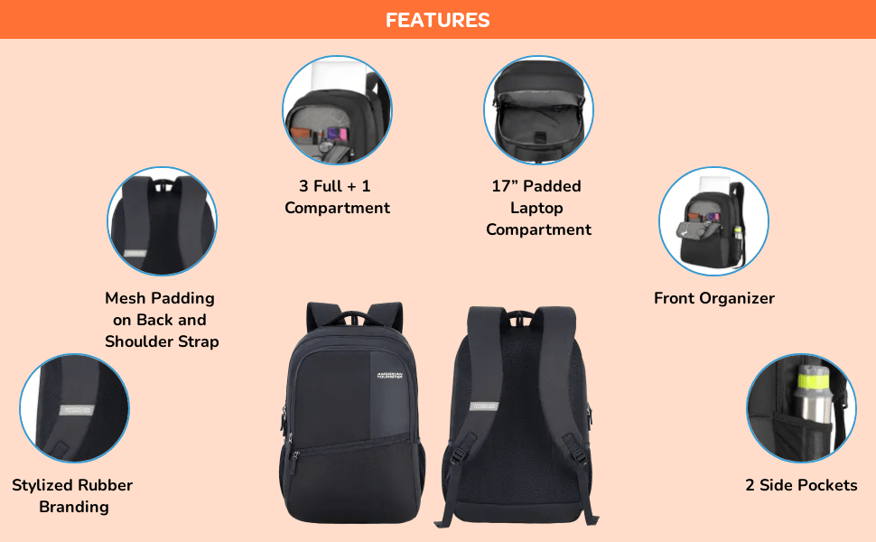 Buy American Tourister Valex 28 Ltrs Large Laptop Backpack with Bottle