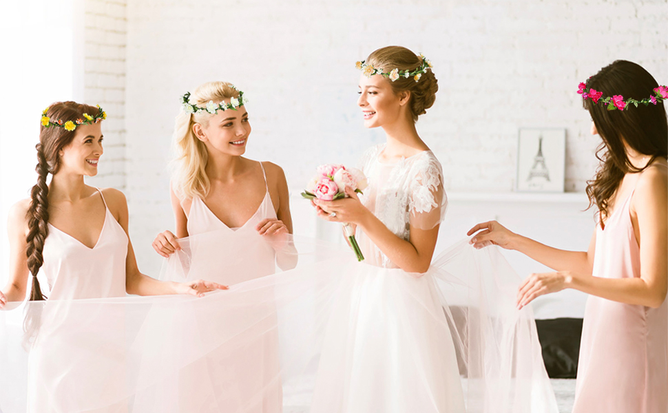 Bohemian Flower headband ponytail holder headband Bulk Ponytail Holder Flower Crown Floral headband